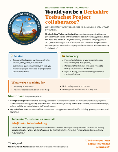 First page of the Collaborators handout